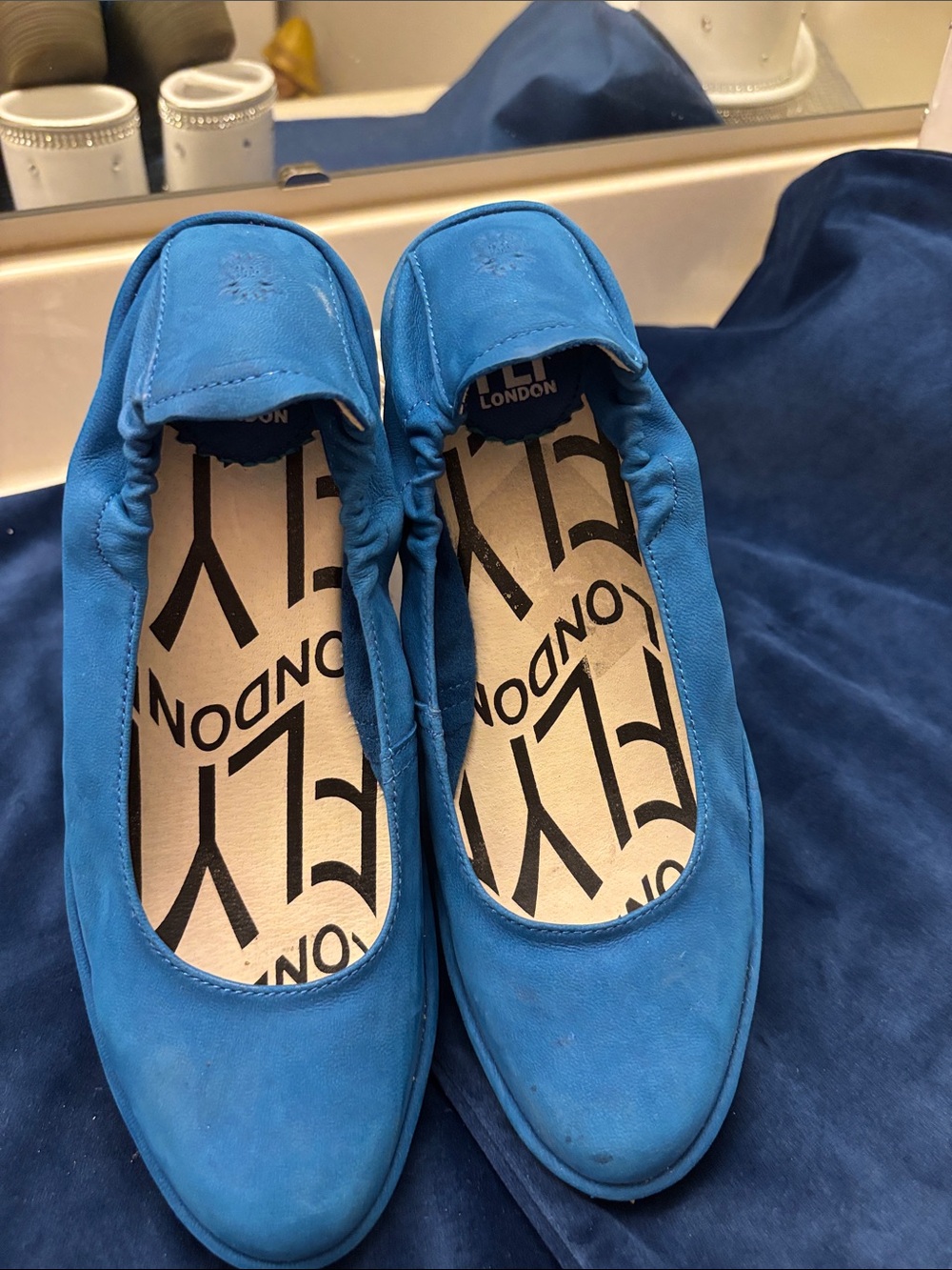 Fly London Electric Blue Suede Slip-On Loafers